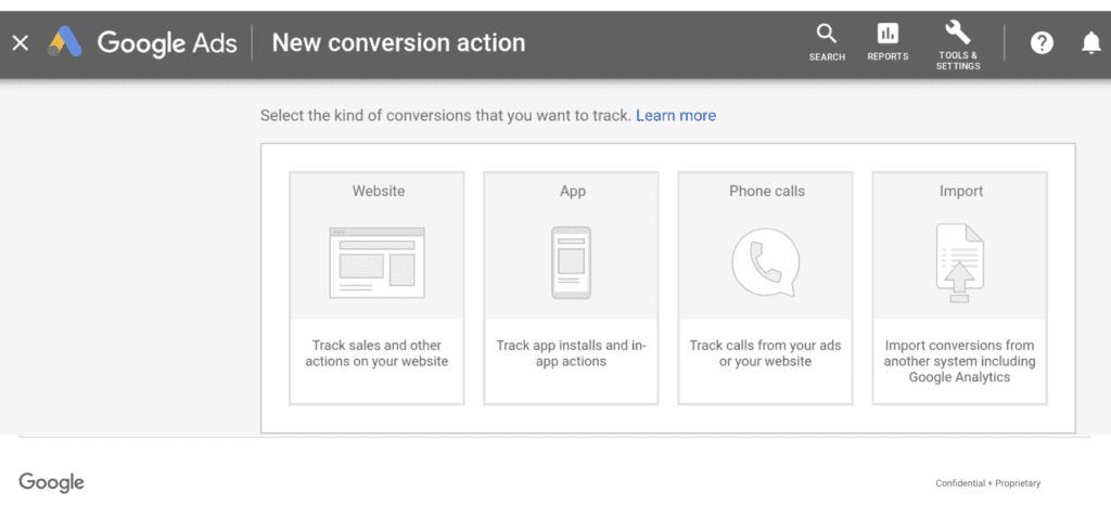new google ads conversion action