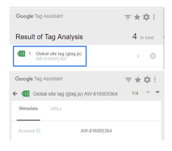 result of tags analysis