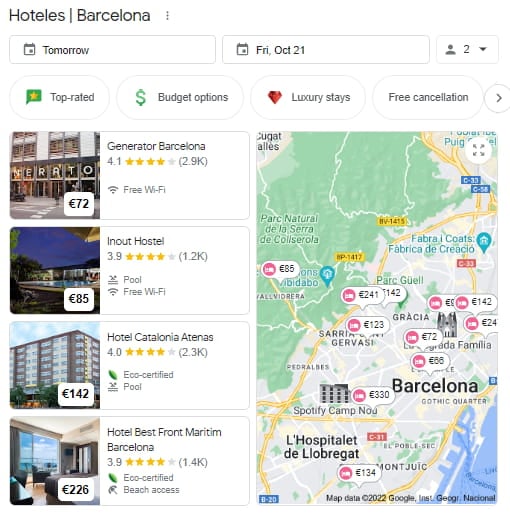 publicidad para hoteles google maps