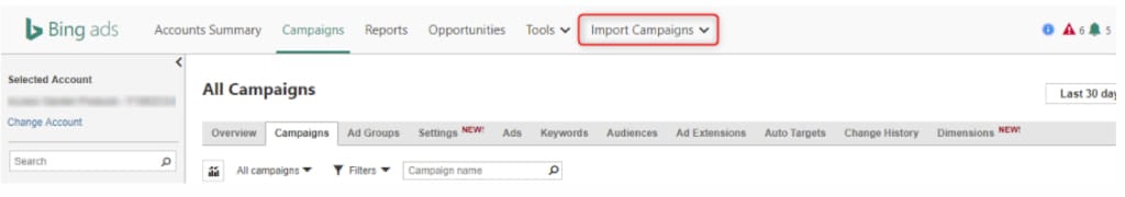 Import Google Ads to Bing 1